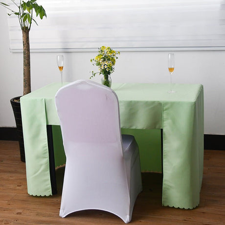 Open Back Fitted Polyester Rectangle Tablecloth 96"x30" Light Green - YauSpark
