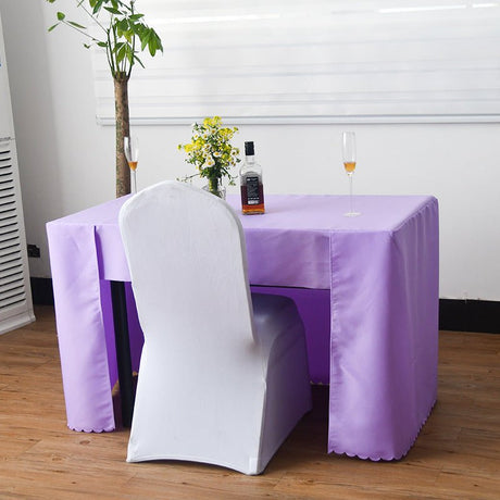 Open Back Fitted Polyester Rectangle Tablecloth 96"x30" Light Purple - YauSpark