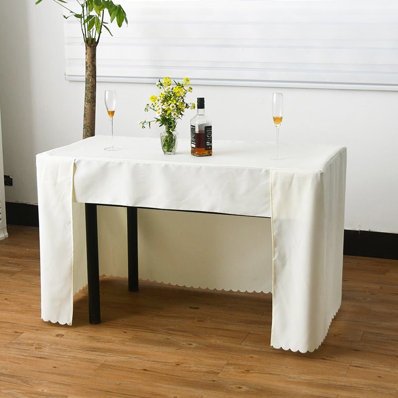 Open Back Fitted Polyester Rectangle Tablecloth 96"x30" Off White - YauSpark