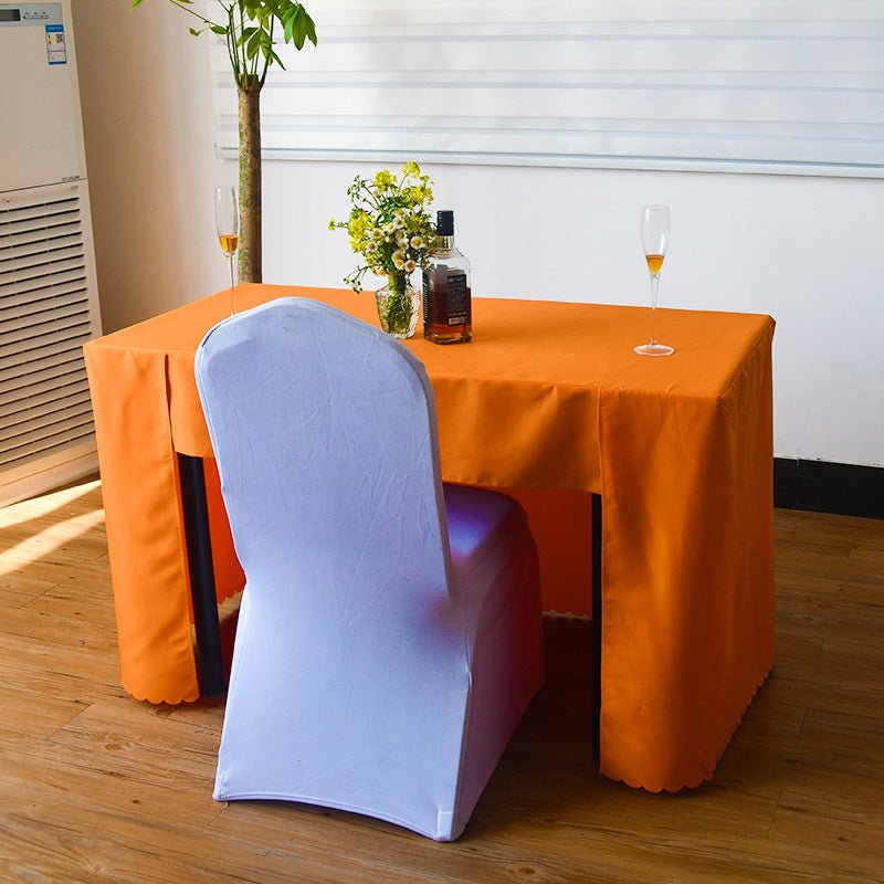 Open Back Fitted Polyester Rectangle Tablecloth 96"x30" Orange - YauSpark