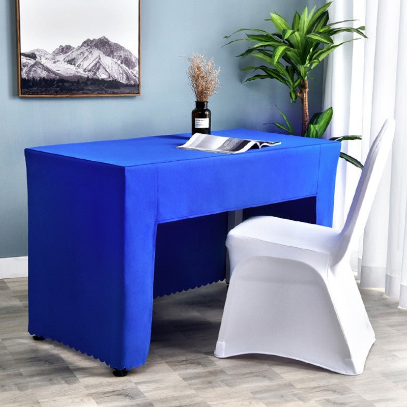 Open Back Fitted Polyester Rectangle Tablecloth 96"x30" Royal Blue - YauSpark