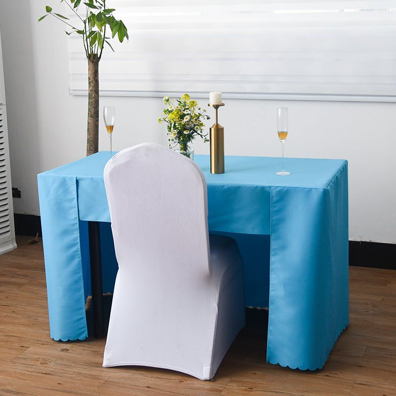 Open Back Fitted Polyester Rectangle Tablecloth 96"x30" Sky Blue - YauSpark