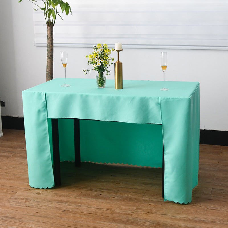 Open Back Fitted Polyester Rectangle Tablecloth 96"x30" Tiffany Blue - YauSpark