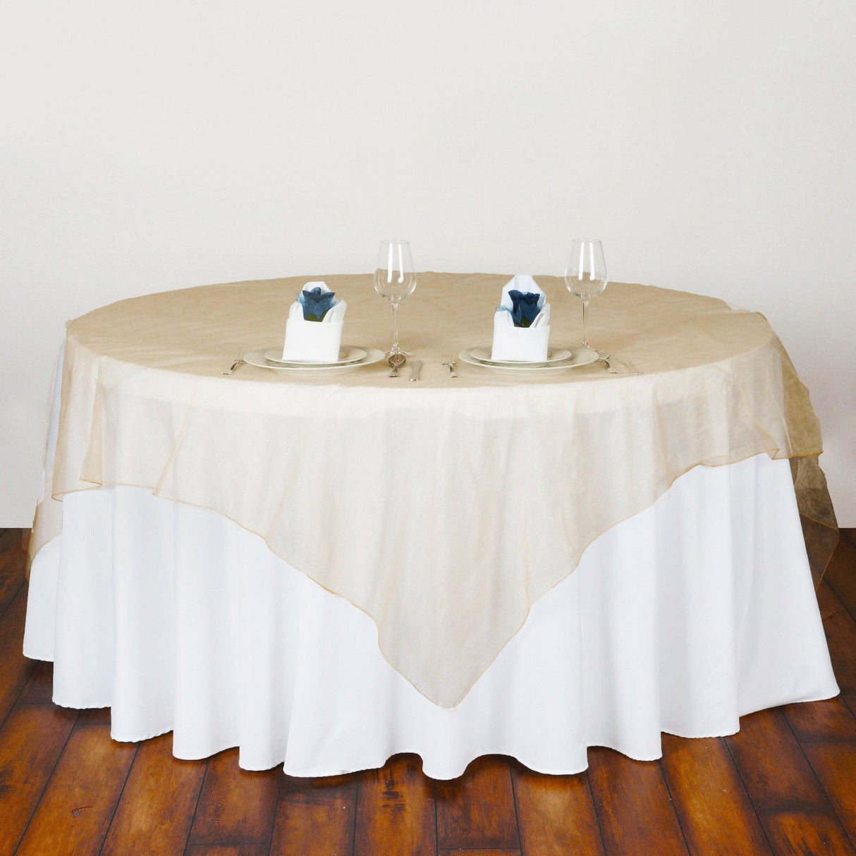 Organza Table Overlay 72"x72" Champagne - YauSpark