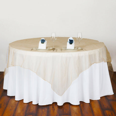 Organza Table Overlay 72"x72" Champagne - YauSpark