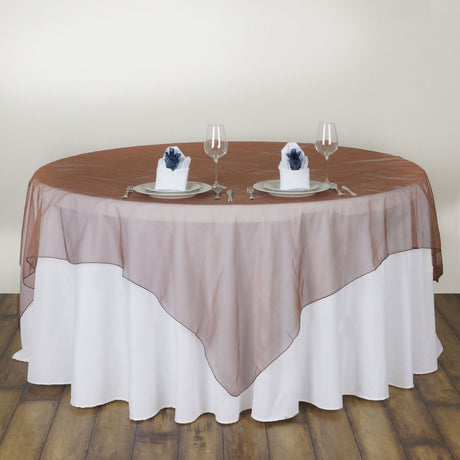 Organza Table Overlay 72"x72" Chocolate - YauSpark