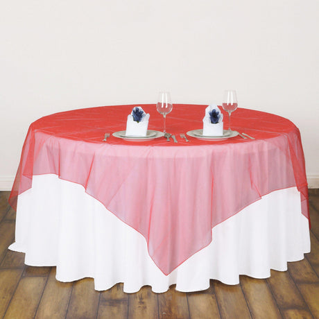 Organza Table Overlay 72"x72" Coral Red - YauSpark