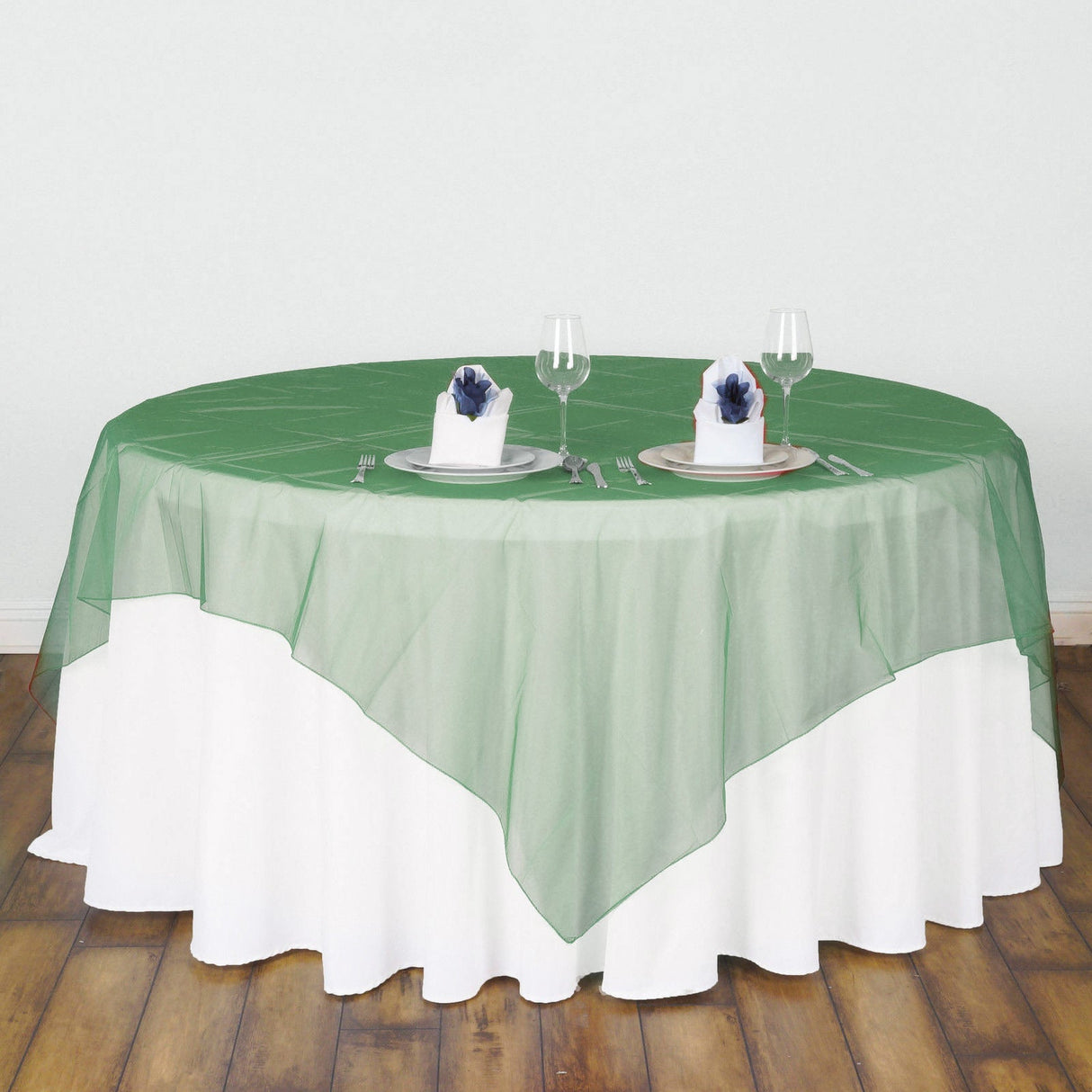 Organza Table Overlay 72"x72" Dark Green - YauSpark
