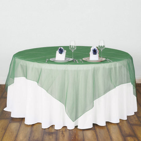 Organza Table Overlay 72"x72" Dark Green - YauSpark