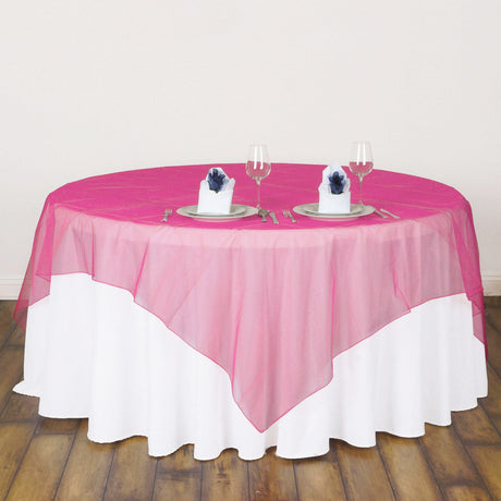 Organza Table Overlay 72"x72" Dark Pink - YauSpark
