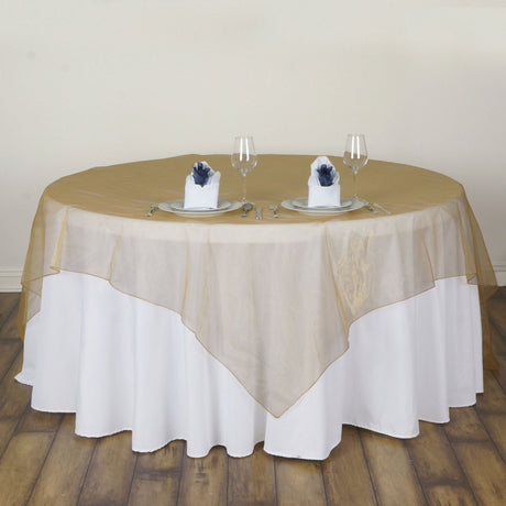 Organza Table Overlay 72"x72" Gold - YauSpark