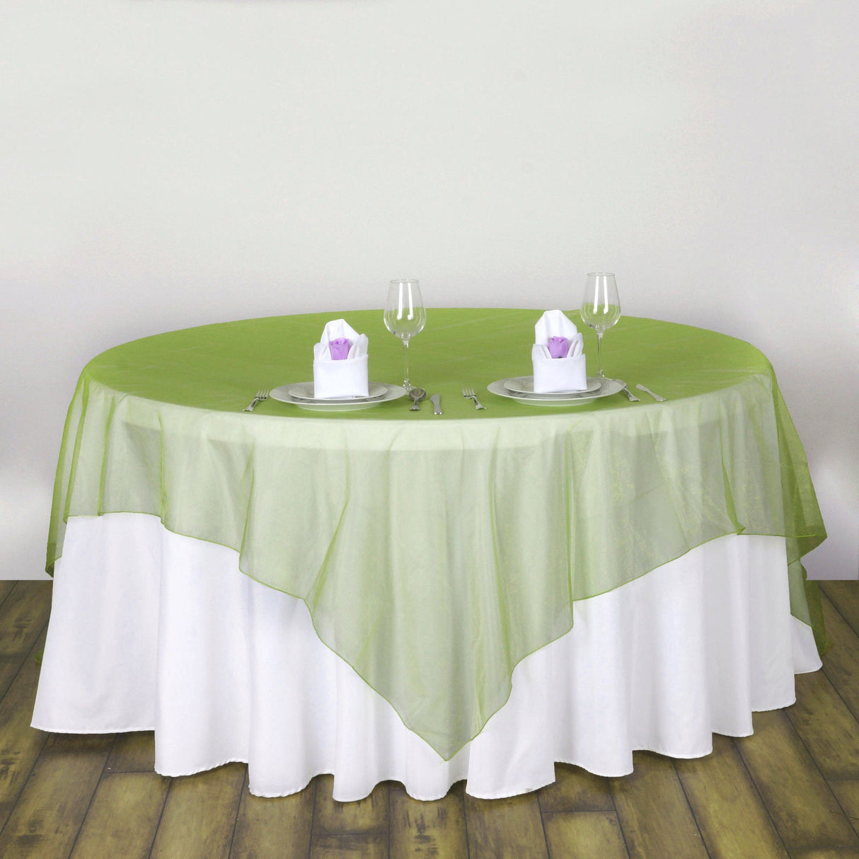 Organza Table Overlay 72"x72" Grass Green - YauSpark
