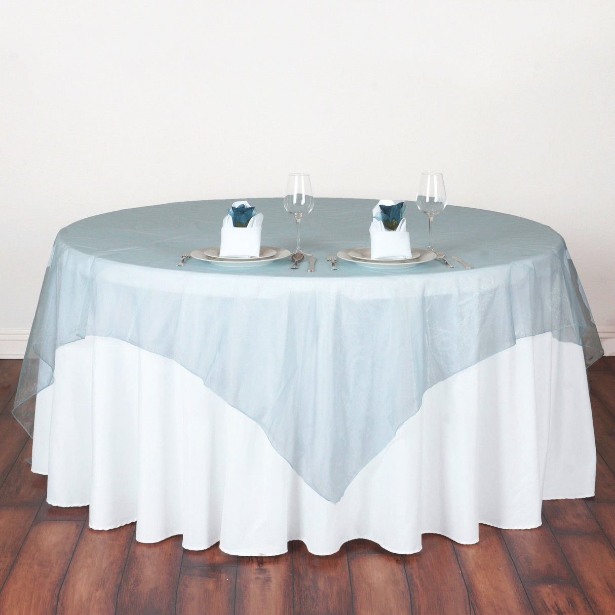 Organza Table Overlay 72"x72" Light Blue - YauSpark