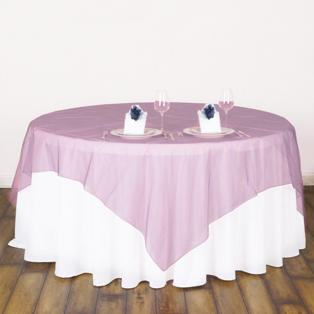 Organza Table Overlay 72"x72" Light Pink - YauSpark