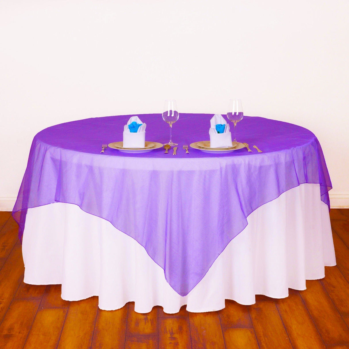 Organza Table Overlay 72"x72" Medium Purple - YauSpark