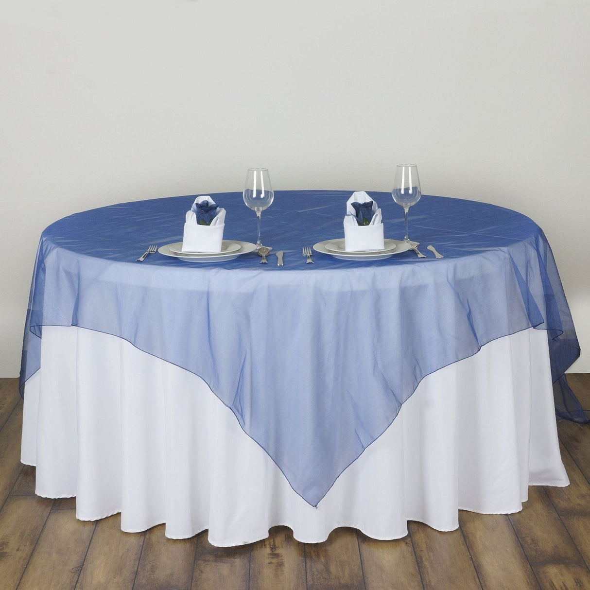 Organza Table Overlay 72"x72" Navy Blue - YauSpark