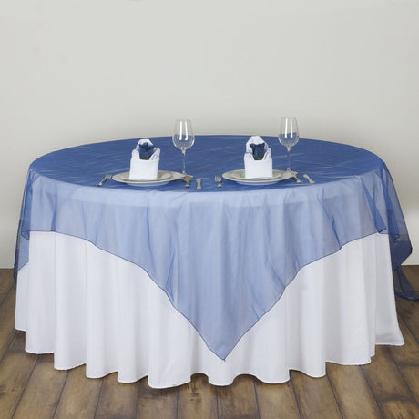 Organza Table Overlay 72"x72" Navy Blue - YauSpark