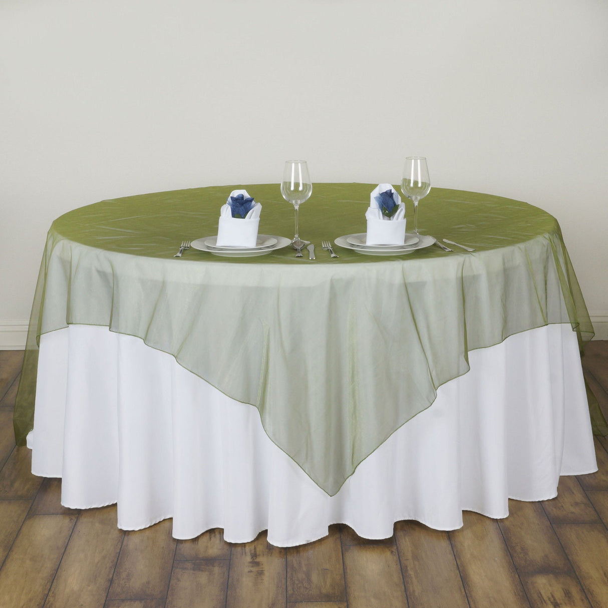 Organza Table Overlay 72"x72" Olive Green - YauSpark