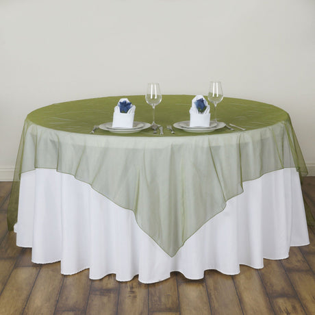 Organza Table Overlay 72"x72" Olive Green - YauSpark