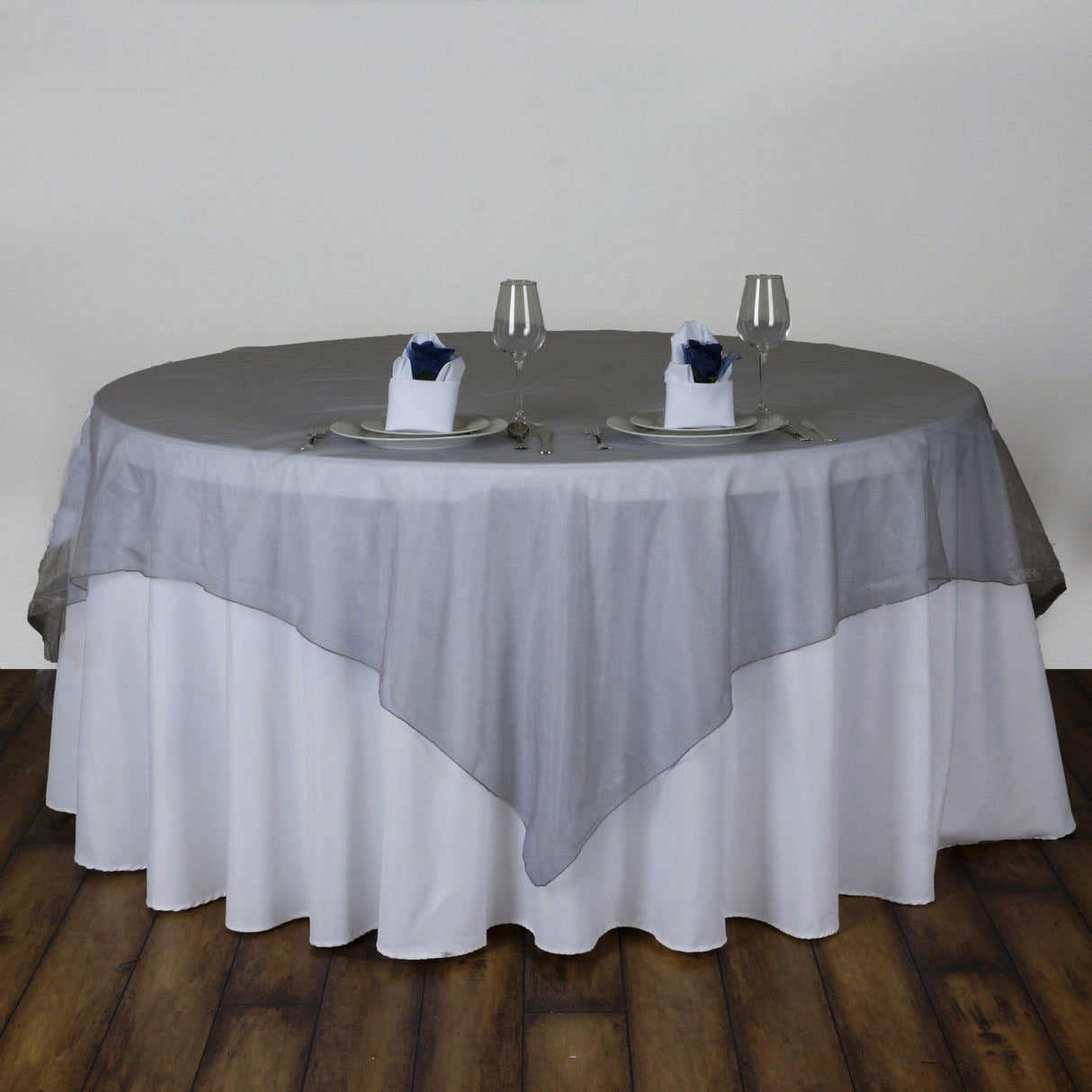 Organza Table Overlay 72"x72" Silver - YauSpark