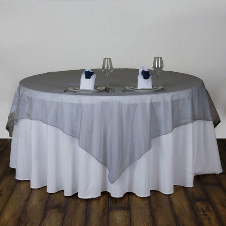 Organza Table Overlay 72"x72" Silver - YauSpark