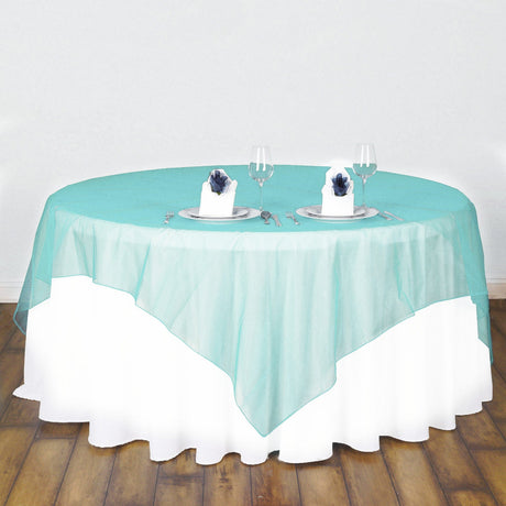 Organza Table Overlay 72"x72" Tiffany Blue - YauSpark