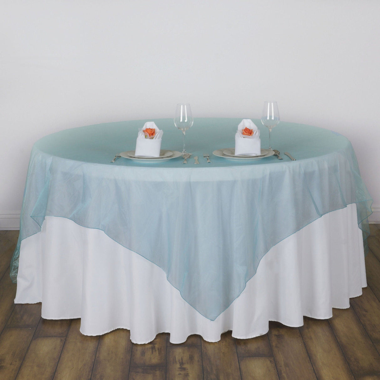 Organza Table Overlay 72"x72" Turquoise - YauSpark