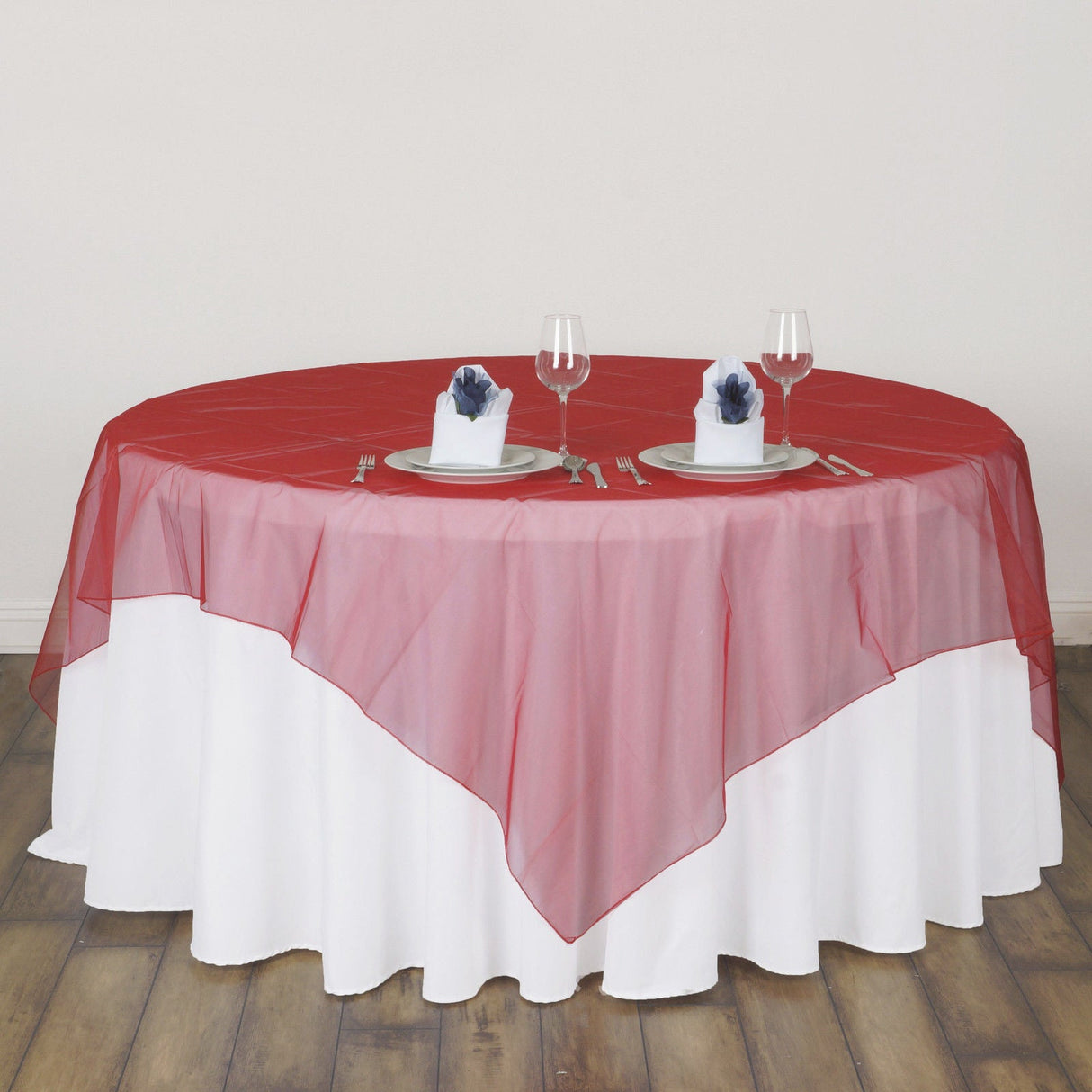 Organza Table Overlay 72"x72" Wine Red - YauSpark