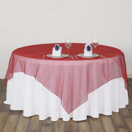 Organza Table Overlay 72"x72" Wine Red - YauSpark