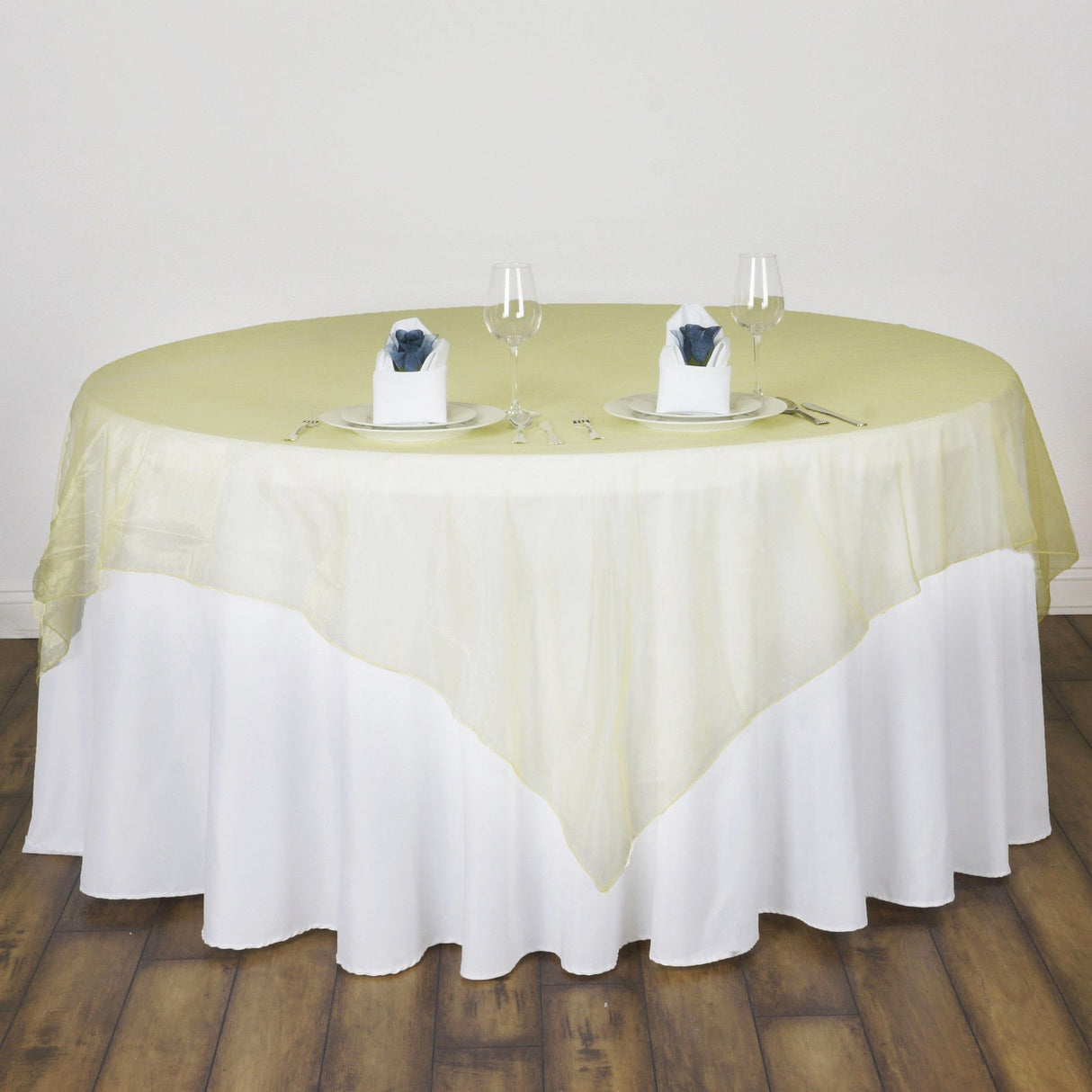 Organza Table Overlay 72"x72" Yellow - YauSpark