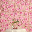 Pink 3D Silk Rose and Hydrangea Flower Wall Mat Backdrop - 4 Artificial Panels - YauSpark