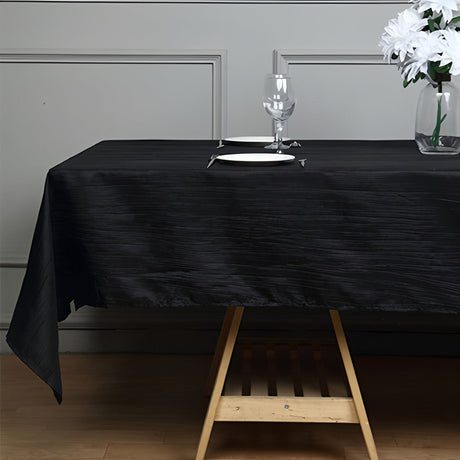 Polyester Accordion Crinkle Design Tablecloth Rectangle Black - YauSpark