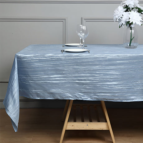 Polyester Accordion Crinkle Design Tablecloth Rectangle Dusty Blue - YauSpark