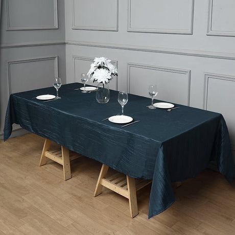 Polyester Accordion Crinkle Design Tablecloth Rectangle Navy Blue - YauSpark