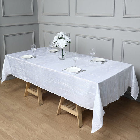 Polyester Accordion Crinkle Design Tablecloth Rectangle White - YauSpark