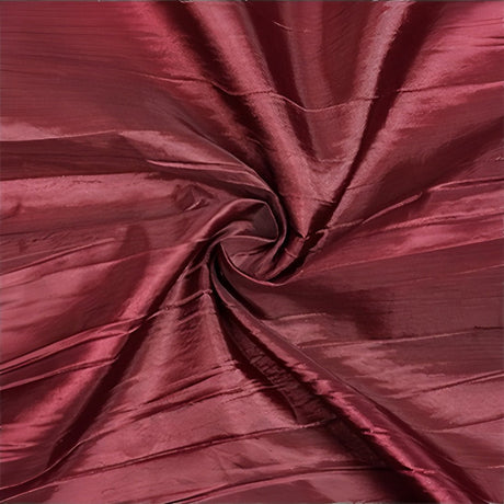 Polyester Accordion Crinkle Design Tablecloth Round Burgundy - YauSpark