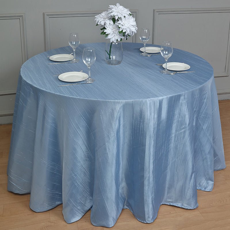 Polyester Accordion Crinkle Design Tablecloth Round Dusty Blue - YauSpark