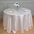Polyester Accordion Crinkle Design Tablecloth Round Light Pink - YauSpark