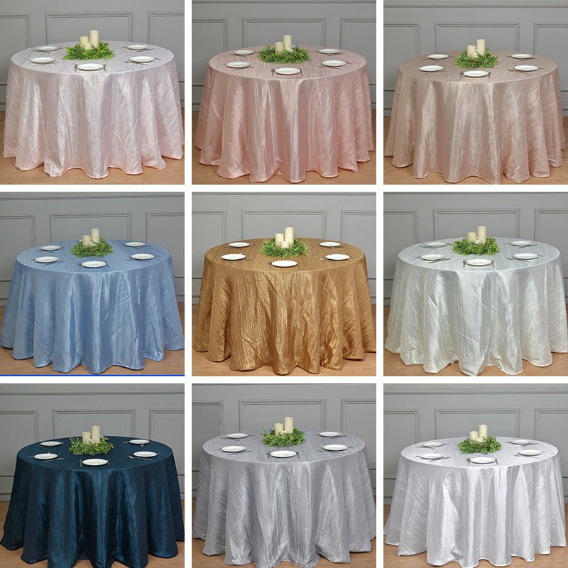 Polyester Accordion Crinkle Design Tablecloth Round White - YauSpark