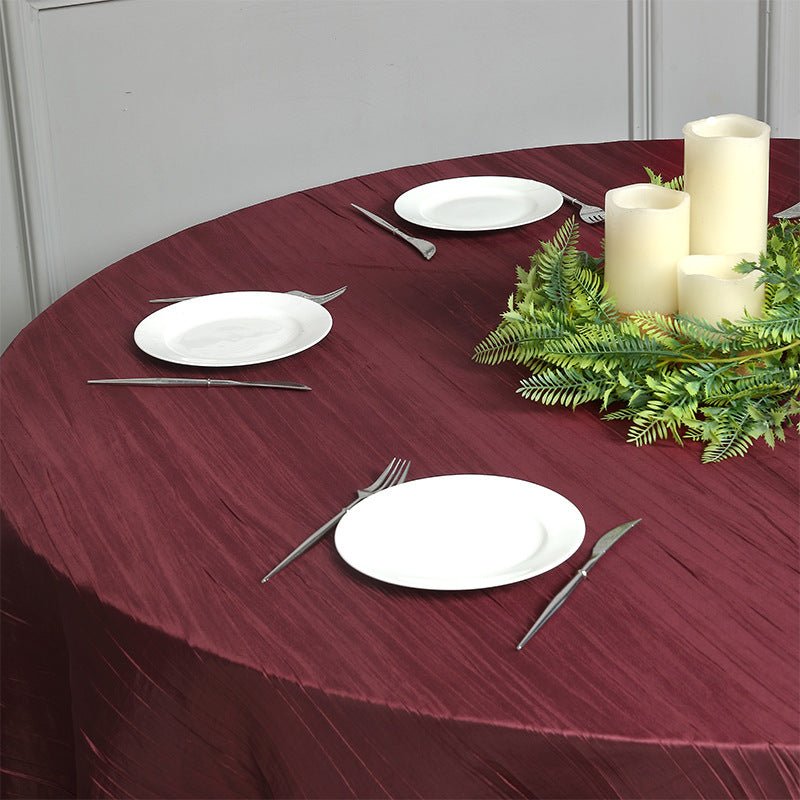 Polyester Accordion Crinkle Design Tablecloth Round White - YauSpark