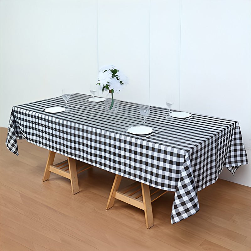 Polyester Checkered Rectangle Tablecloth White/Black - YauSpark