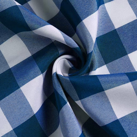 Polyester Checkered Rectangle Tablecloth White/Dark Blue - YauSpark