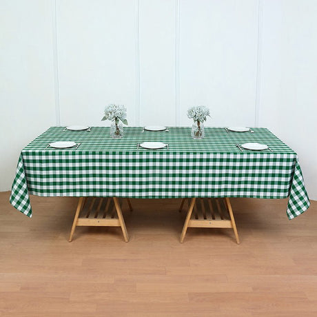 Polyester Checkered Rectangle Tablecloth White/Green - YauSpark