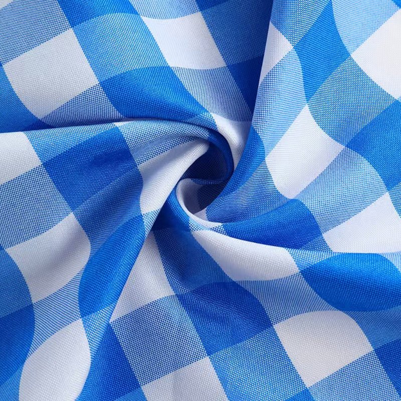 Polyester Checkered Rectangle Tablecloth White/Light Blue - YauSpark