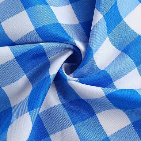 Polyester Checkered Rectangle Tablecloth White/Light Blue - YauSpark