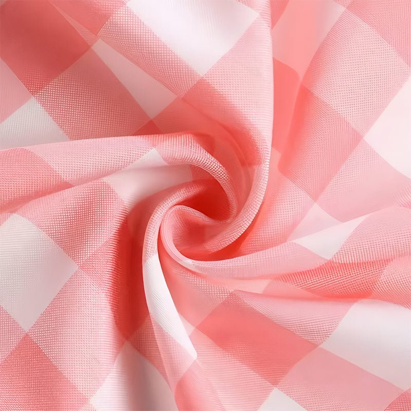 Polyester Checkered Rectangle Tablecloth White/Rose Red - YauSpark