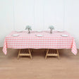 Polyester Checkered Rectangle Tablecloth White/Rose Red - YauSpark