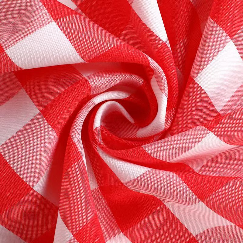 Polyester Checkered Rectangle Tablecloth White/Watermelon Red - YauSpark