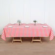 Polyester Checkered Rectangle Tablecloth White/Watermelon Red - YauSpark