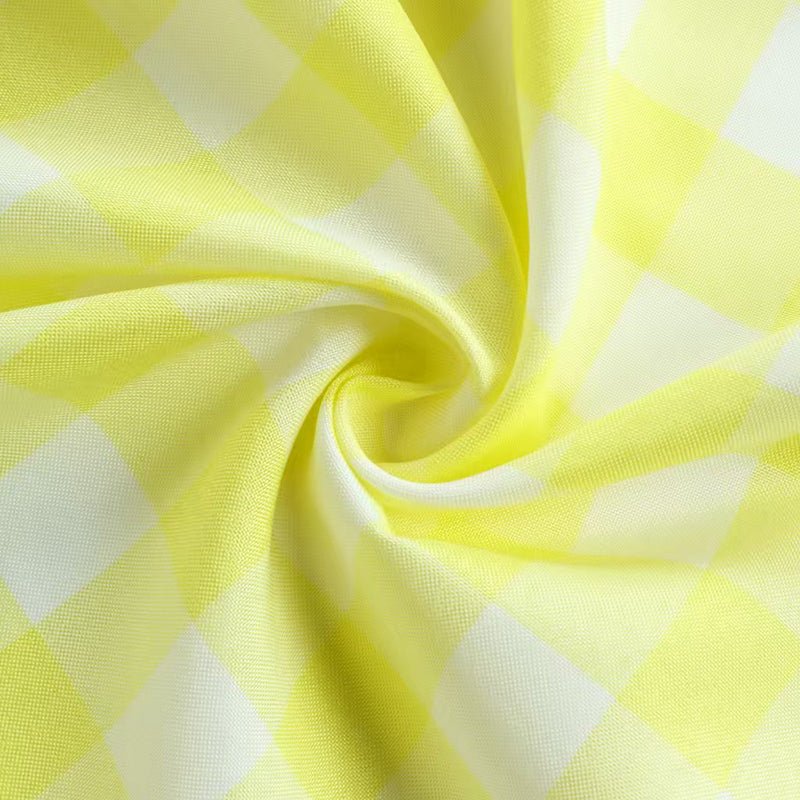 Polyester Checkered Rectangle Tablecloth White/Yellow - YauSpark